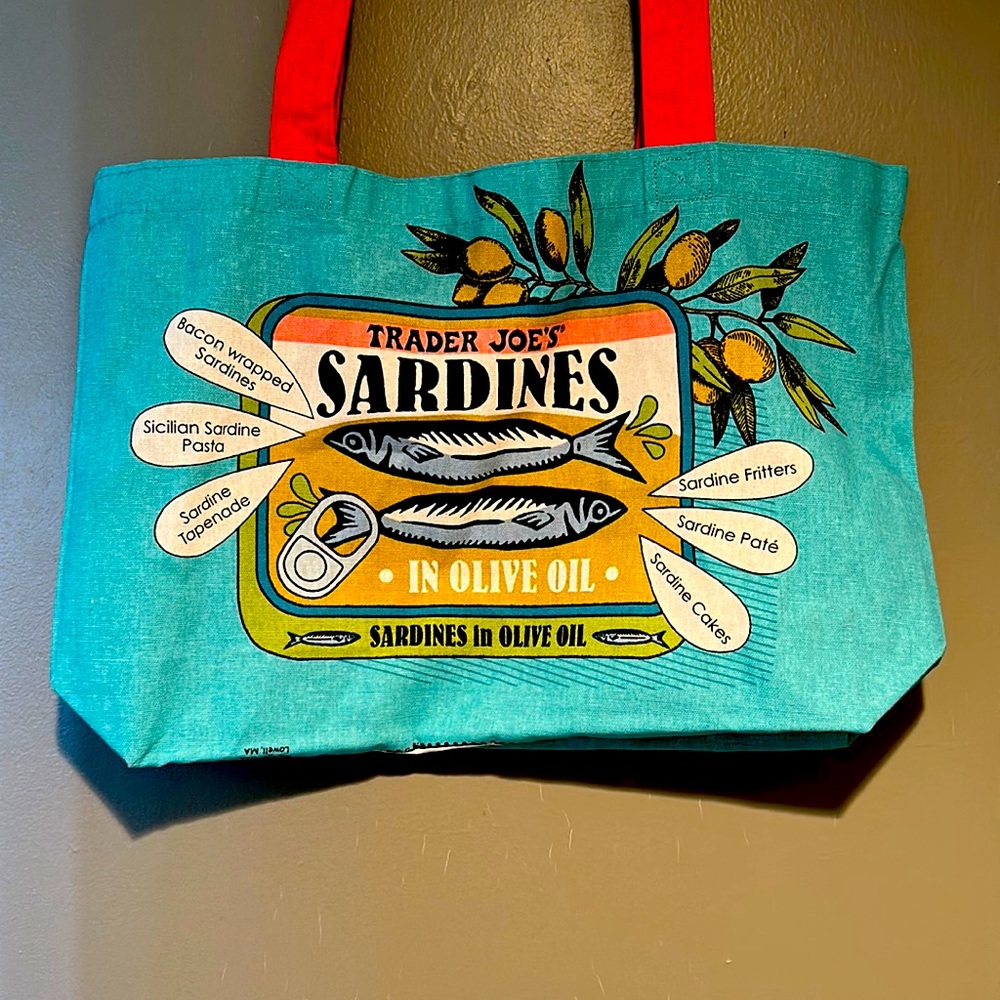 New Trader Joe’s Sardines Reusable Cloth Tote Bag… - image 1